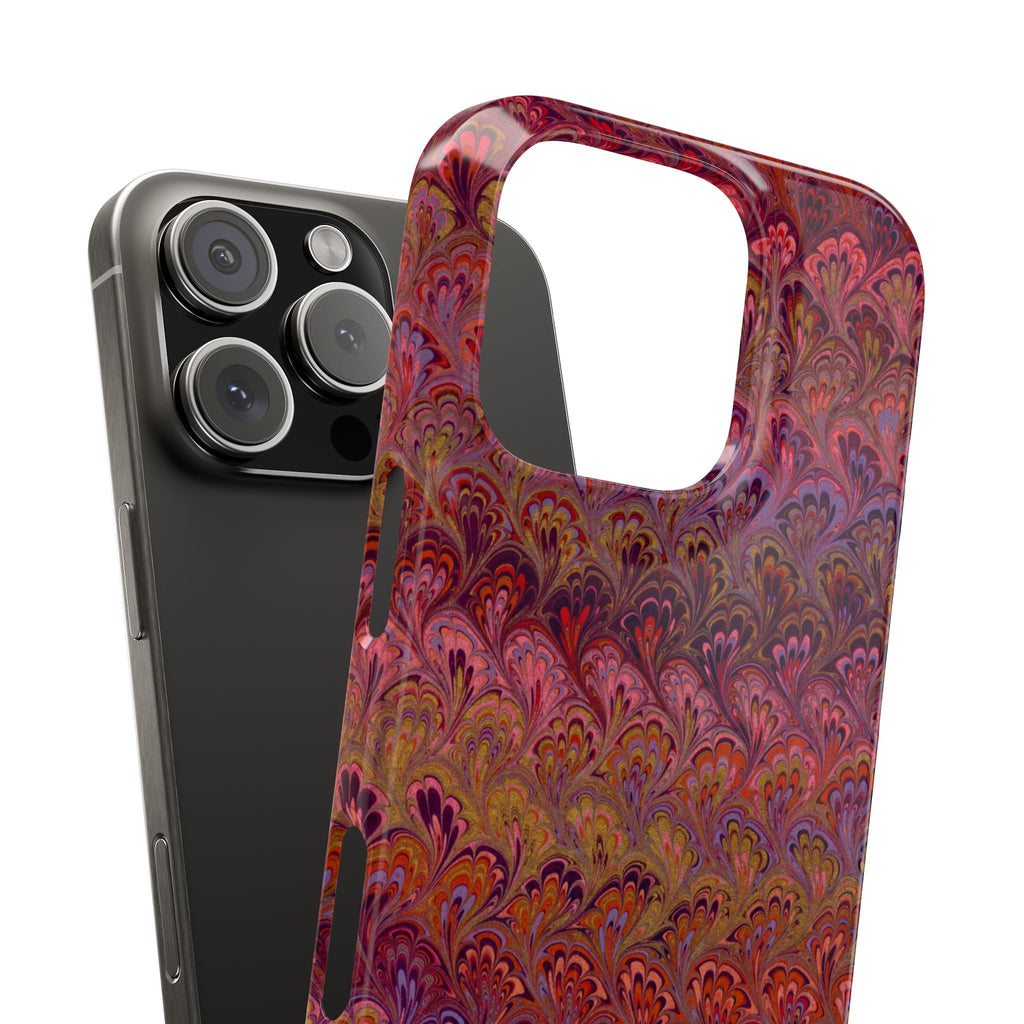 Reds, Lavenders, Marbled VIntage Design, Italian Feather Phone Case, Slim Phone Cases, IPHONE16 and all sizes