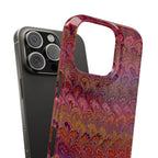 Reds, Lavenders, Marbled VIntage Design, Italian Feather Phone Case, Slim Phone Cases, IPHONE16 and all sizes
