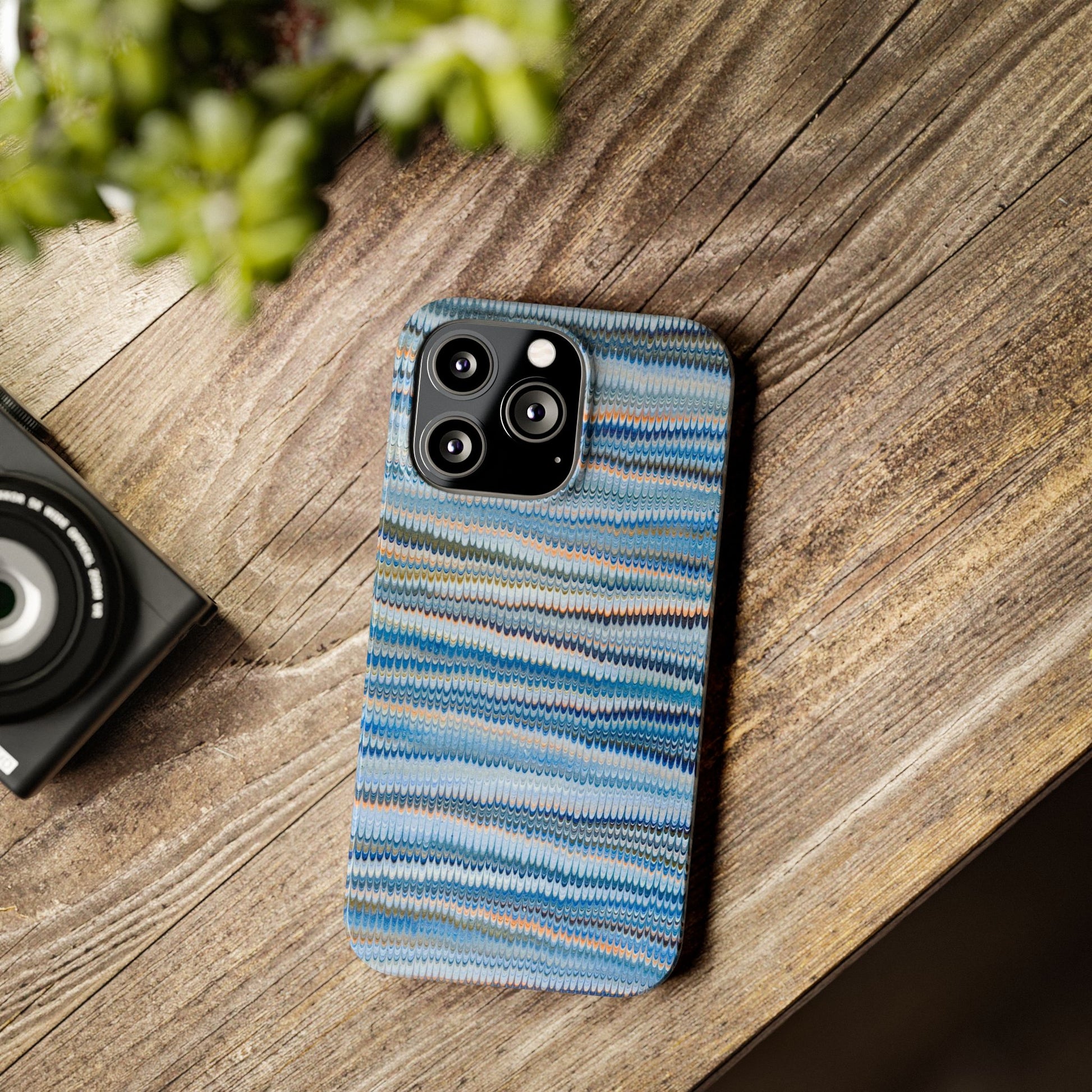 Blue Italian Hand-Painted and Vintage Marbled Inspired Paper Design, Italy Feather Phone Case, iPhone15 Case and all iPhone Case Sizes