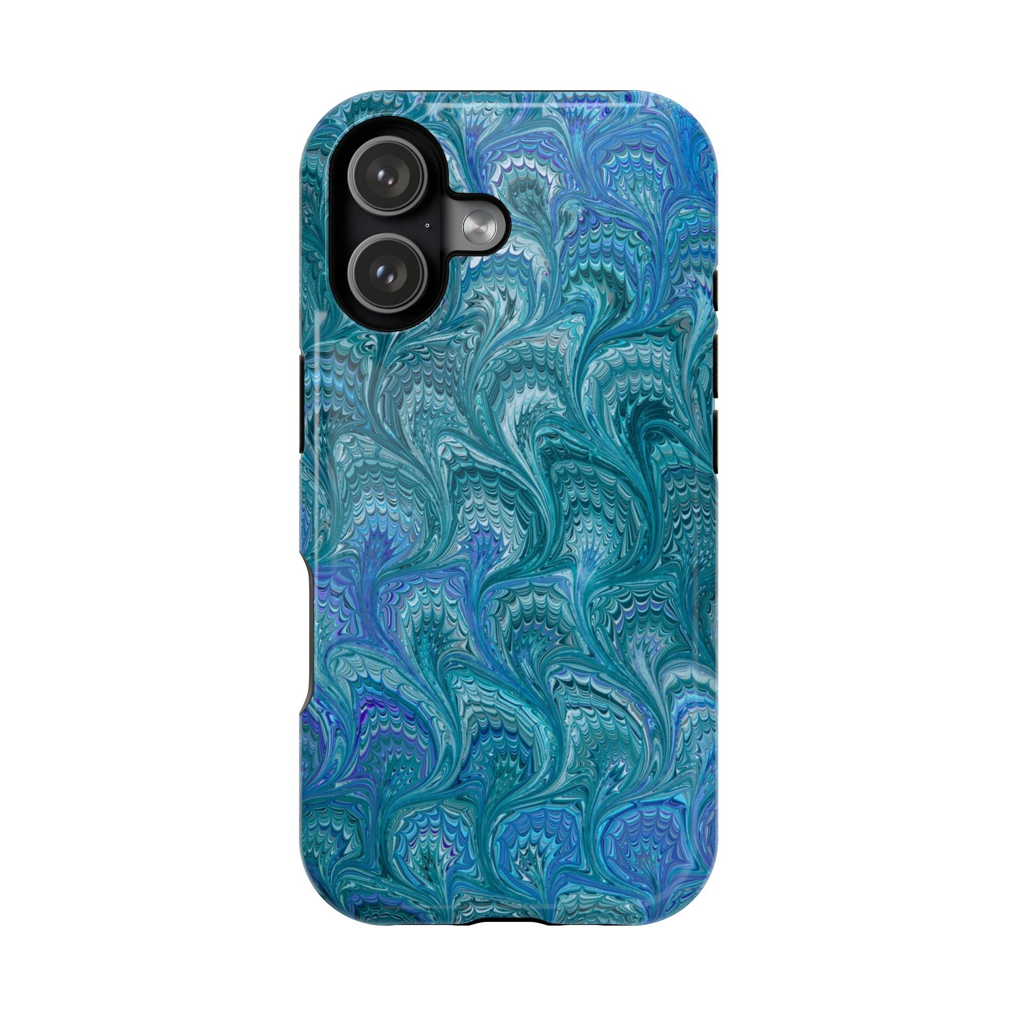 Aqua, Blue, Green Marble - Impact-Resistant Durable - Dual Phone Case Design