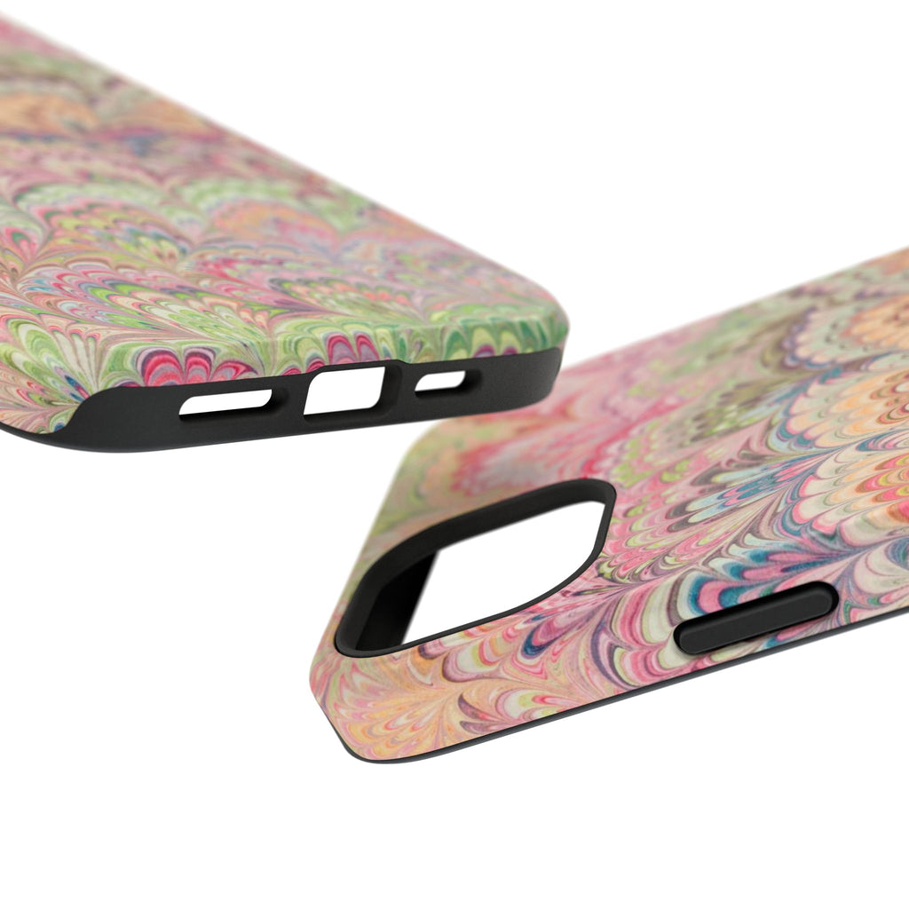 Marbled Pastel Pink and Green Impact-Resistant Phone Case for Apple + Samsung