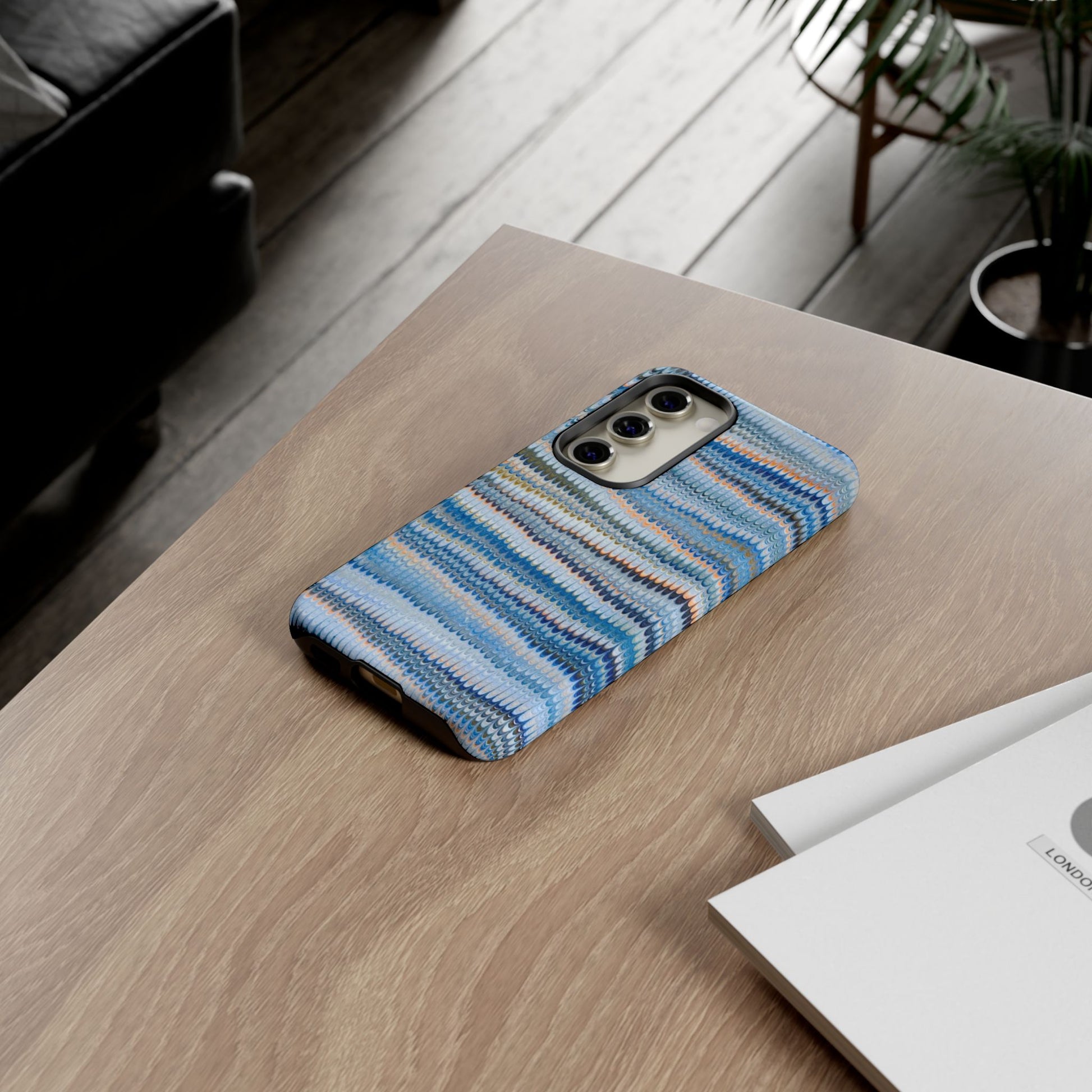 Blue Marbled Phone Cases iPhone 16 + Samsung + Apple + Google - all models, Vintage Marbled Design - Tough Cases