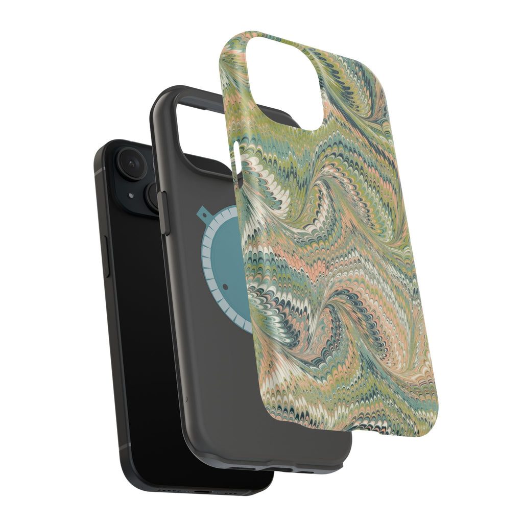 Green Pastel Italian Marble Design Magnetic MAG SAFE High Impact iPhone Cases