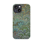 Deep Green Peacock Italian Marbled Design, Italy Feather Phone Case