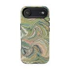 Florentine Marble iPhone Case | Inspired by Florence | Italian Marbled Paper Technique | Artisanal Green Swirl | Dual-Layer Protective Case | Matte or Glossy