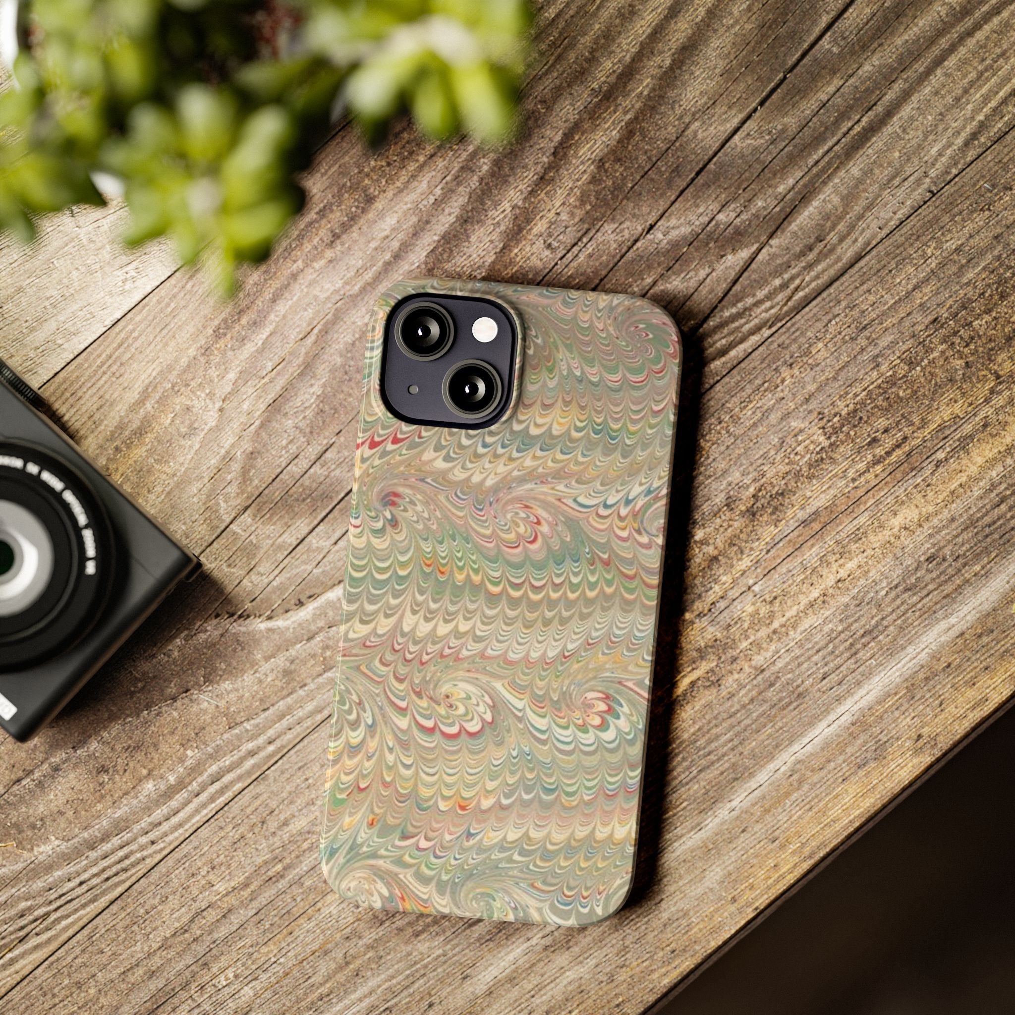 Beige Swirl Marbled Feather Phone Case