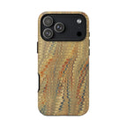 Beige and Blue Marbled Durable Phone Case - Dual Layer - Matte or Glossy