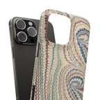 Italian Vintage Marbled Paper Design on iPhone Cases, Artistic Protection for Your Device in Elegant Beige, Blue, Burgundy
