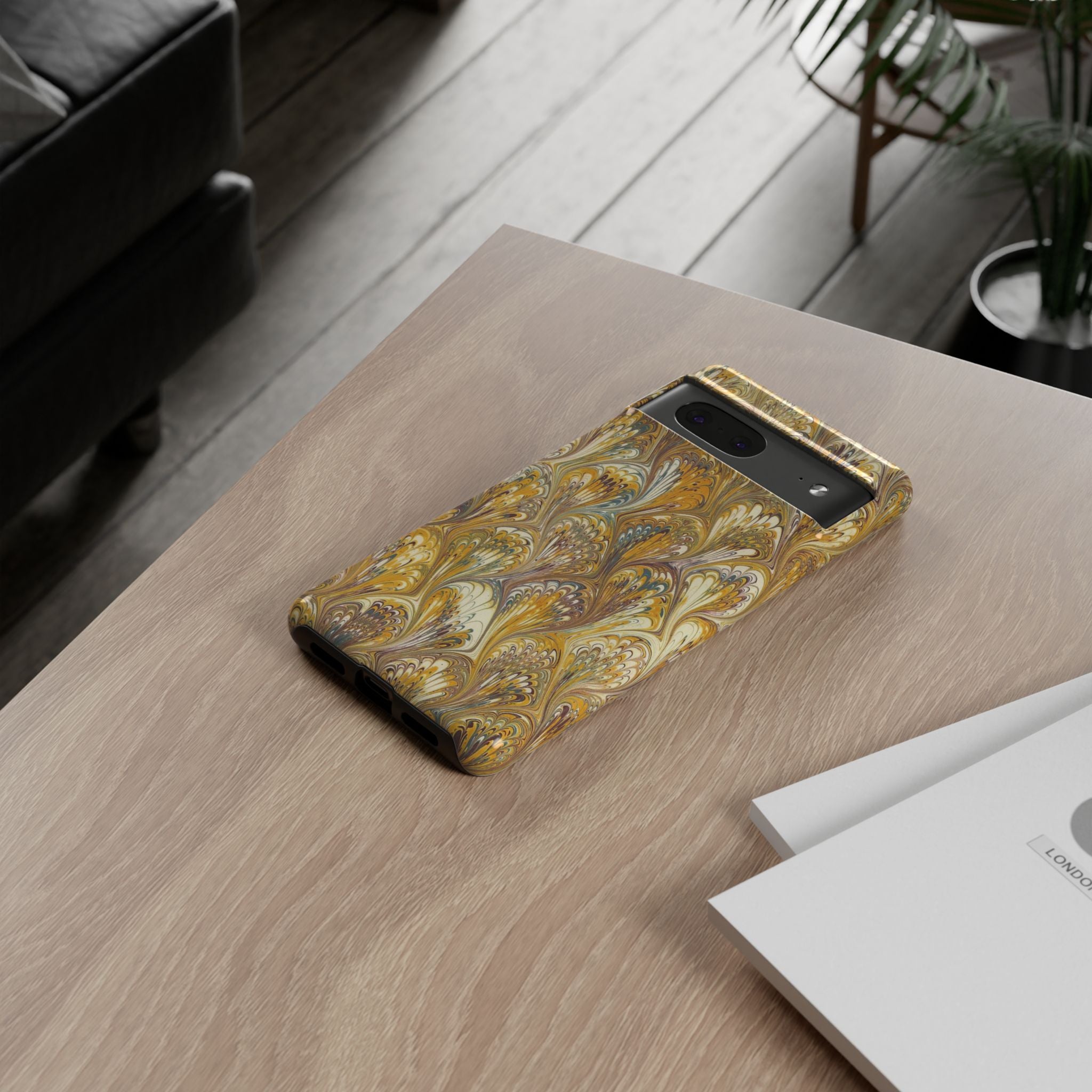 Golden Yellow Marbled Italian Phone Case - Dual Layer - Matte or Glossy