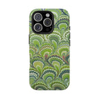 Fresh Green Florentine Marbled Peacock Feather Dual Layer Protective iPhone Cover - New FALL Favorite