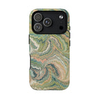 Florentine Marble iPhone Case | Inspired by Florence | Italian Marbled Paper Technique | Artisanal Green Swirl | Dual-Layer Protective Case | Matte or Glossy
