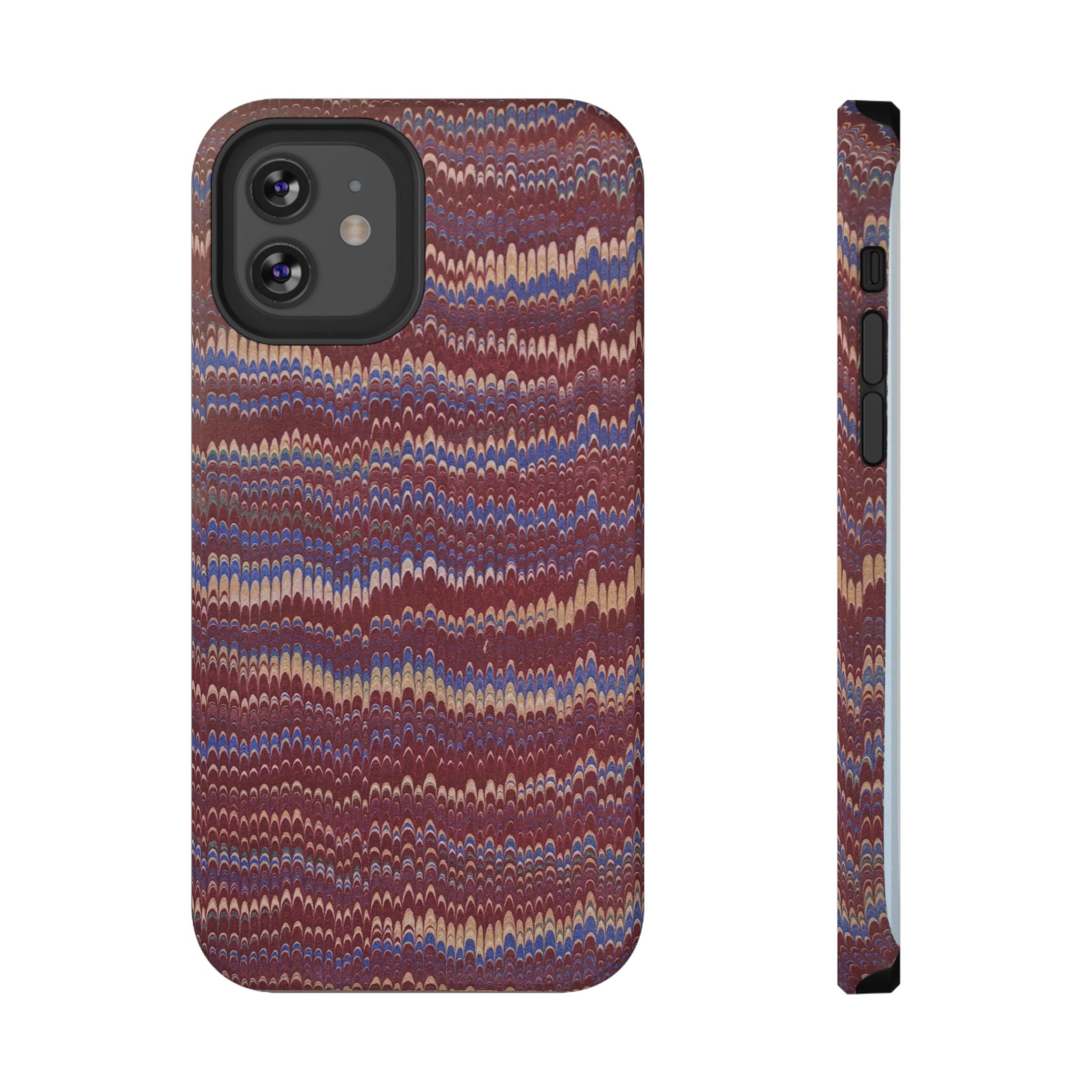 Burgundy and Blue Hues Italian Vintage Marble Design Phone Case for Apple + Samsung
