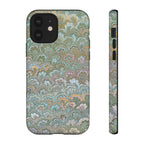 Blue and Green Feather Marbled Phone Case — Dual Layer - Tough Protective Phone Cover