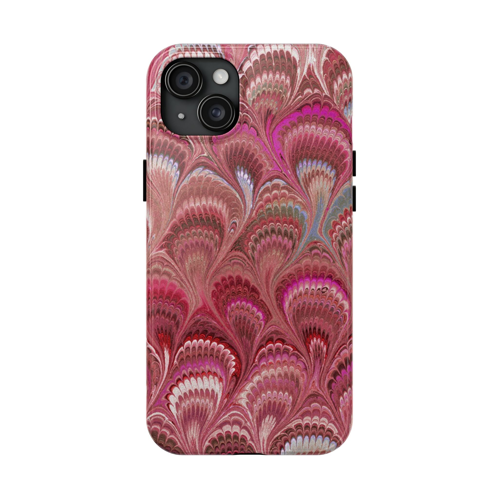 Pink Peacock Marble Italian Tough Phone Case — Durable Marbled Phone Case