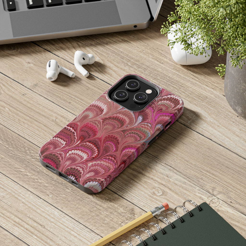 Pink Peacock Marble Italian Tough Phone Case — Durable Marbled Phone Case