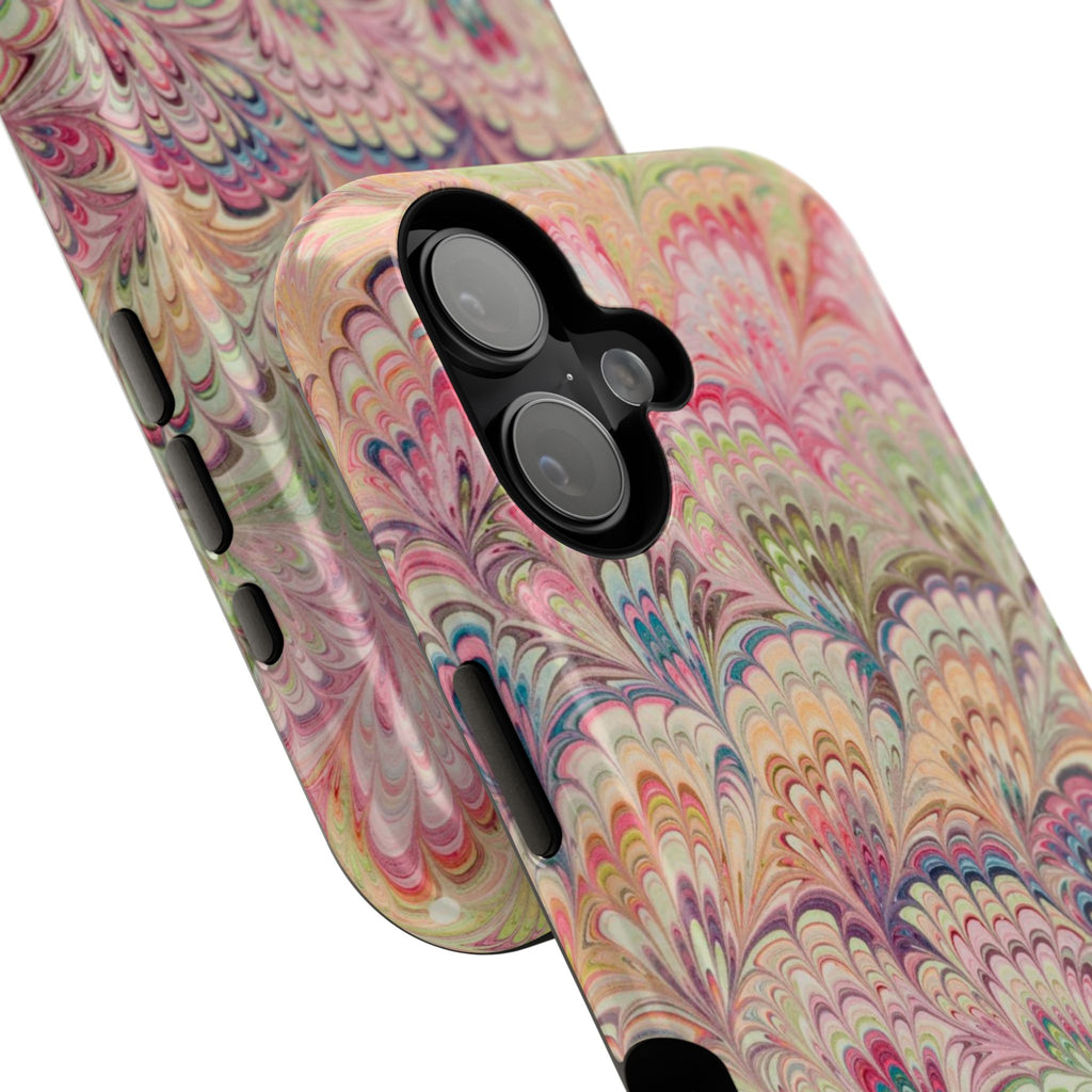 Marbled Pastel Pink and Green Impact-Resistant Phone Case for Apple + Samsung