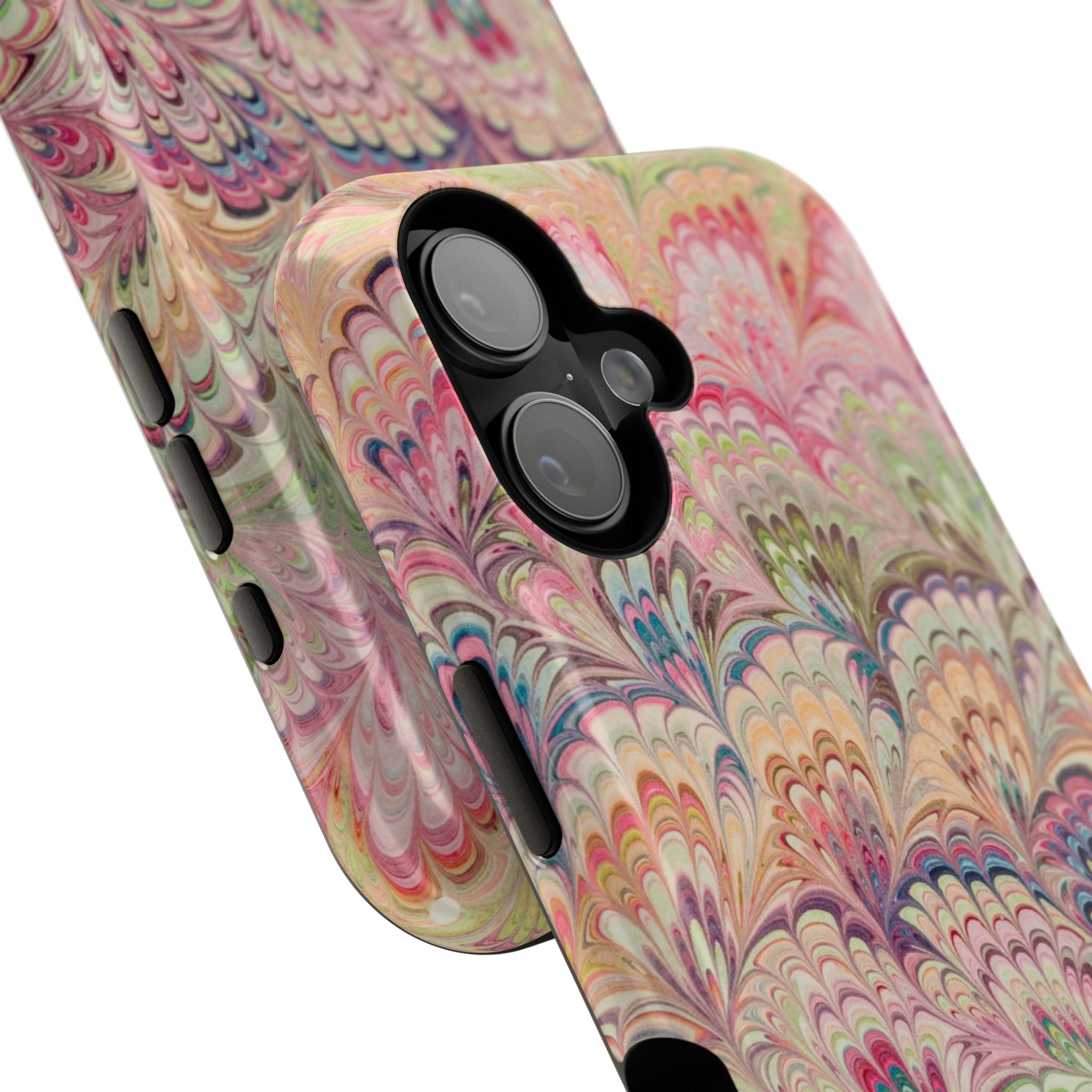 Marbled Pastel Pink and Green Impact-Resistant Phone Case for Apple + Samsung