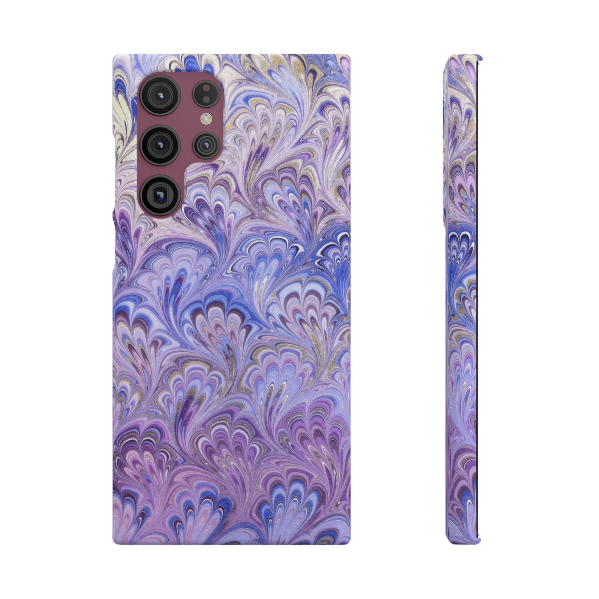 Marbled Feather Lavender + Purple Swirl - Single Layer Slim Phone Case