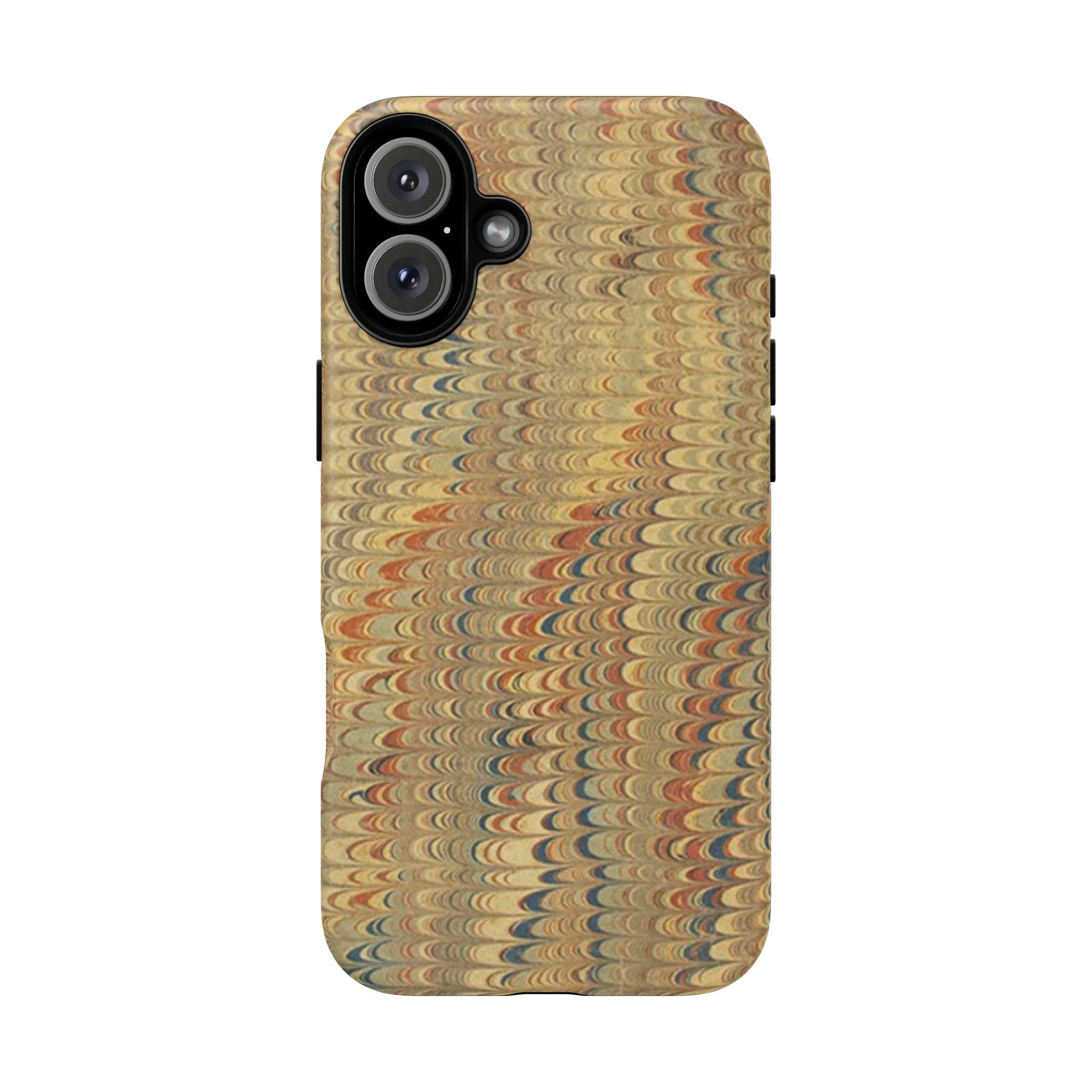 Beige and Blue Marbled Durable Phone Case - Dual Layer - Matte or Glossy