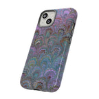Lavender Marbled Peacock Durable Phone Case - Matte or Glossy