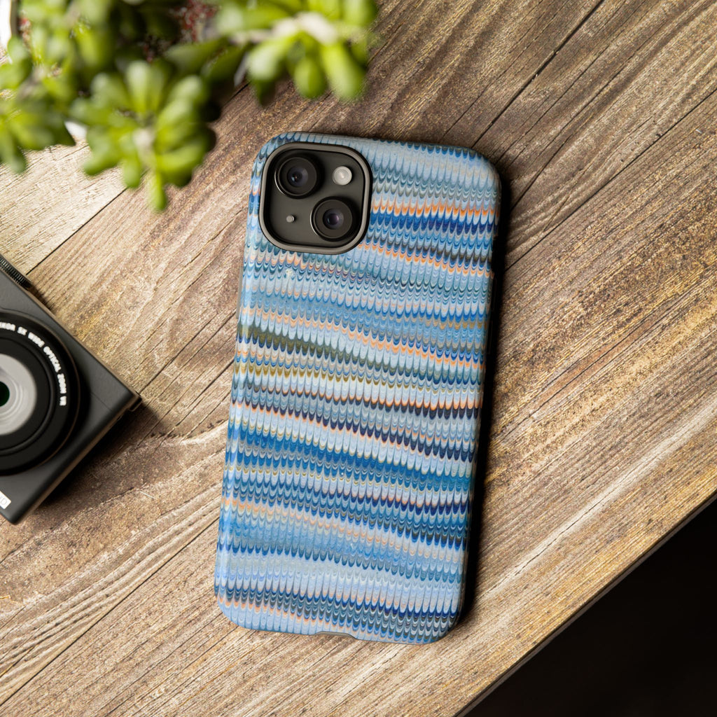Blue Marbled Phone Cases iPhone 16 + Samsung + Apple + Google - all models, Vintage Marbled Design - Tough Cases