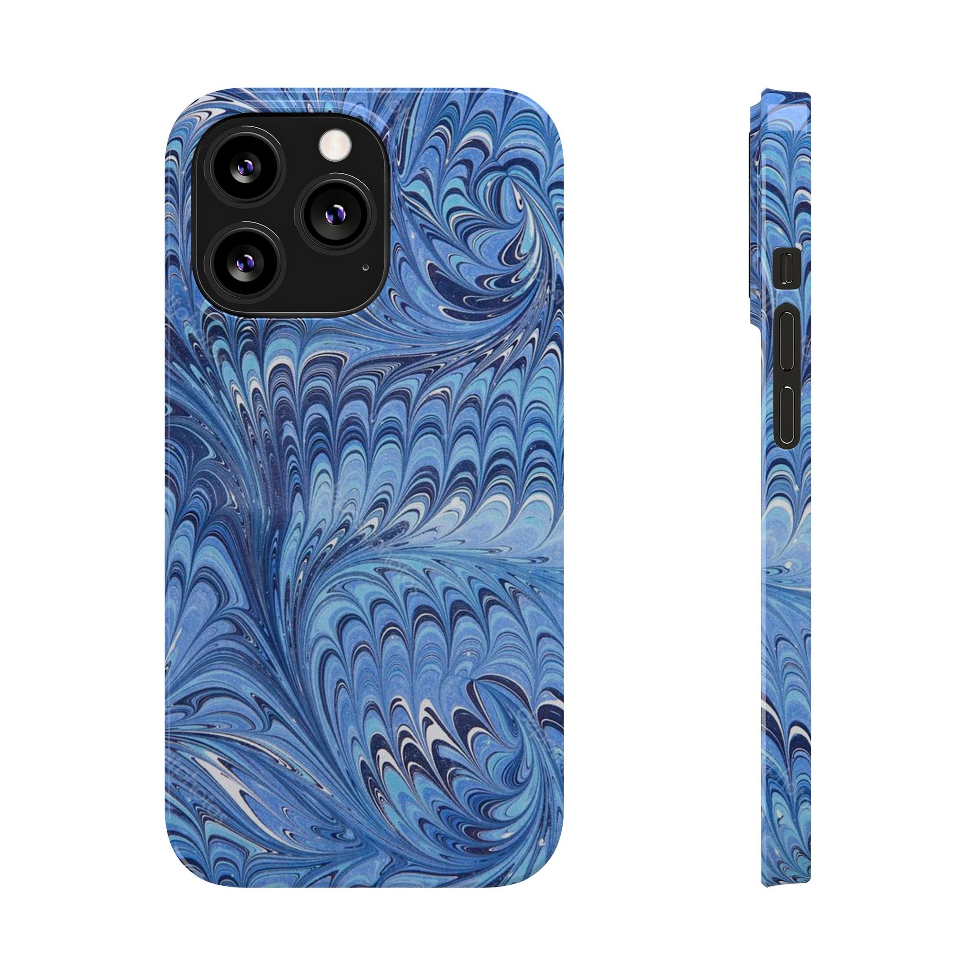 Blue Italian Marbled Design, Green and Blue Pallet, Slim Phone Case