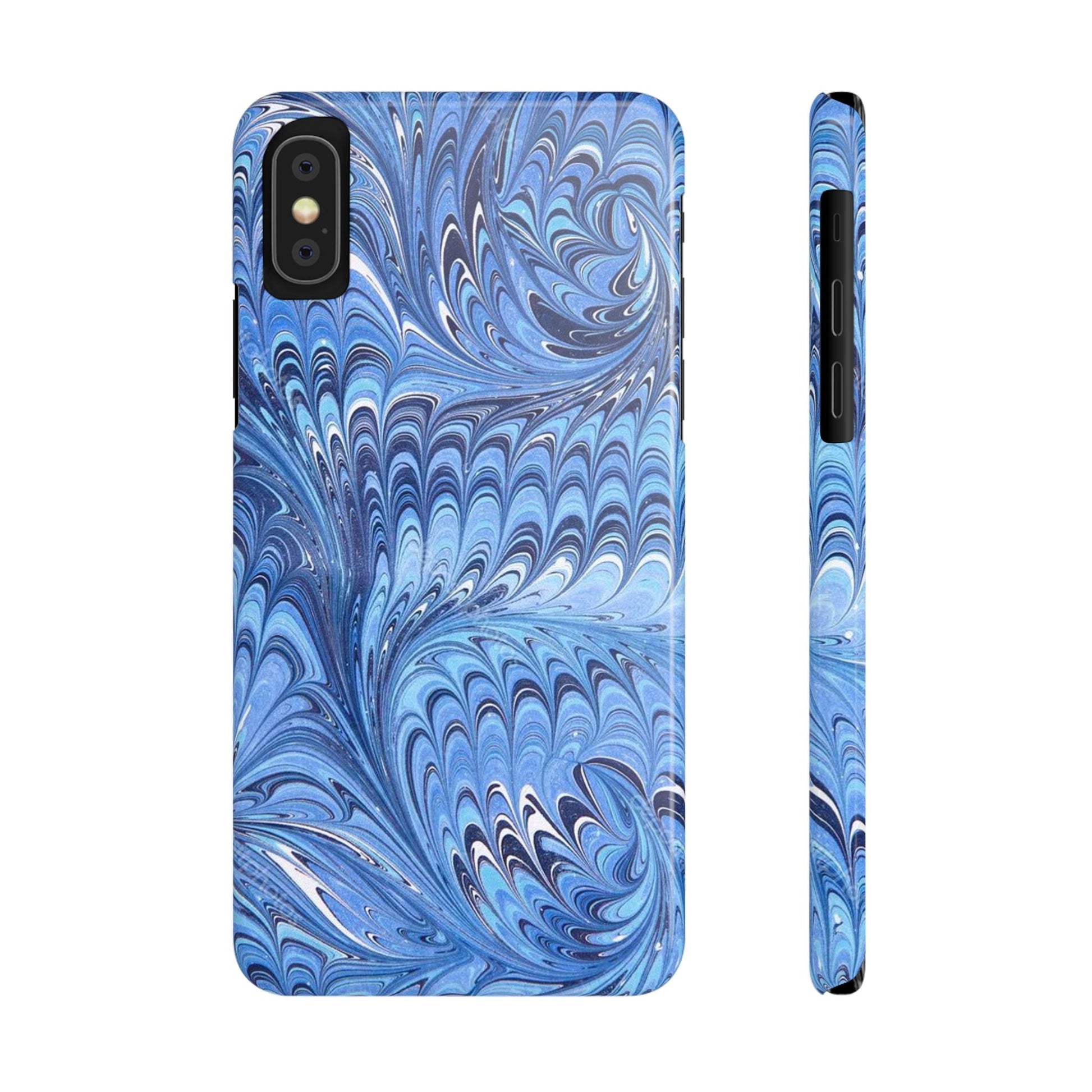 Blue Italian Marbled Design, Green and Blue Pallet, Slim Phone Case