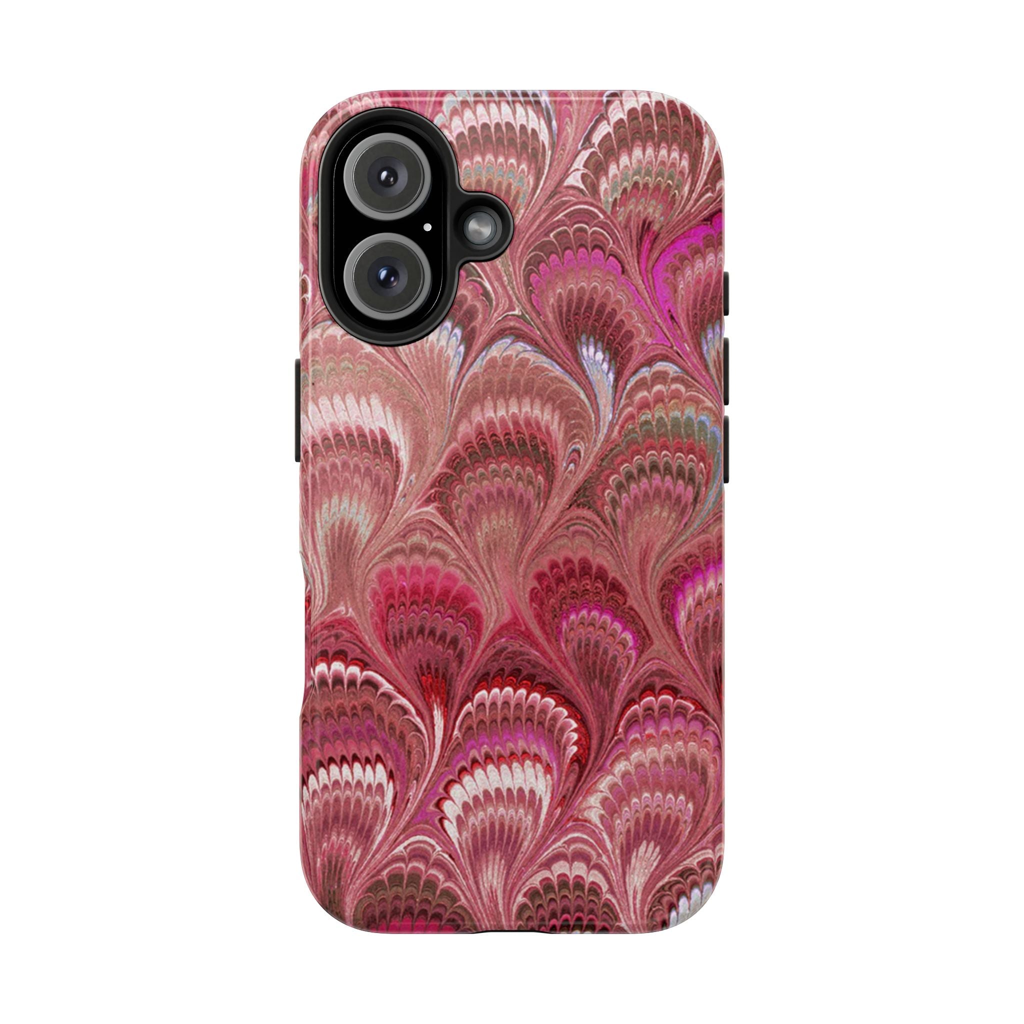 Pink Peacock Marble Italian Tough Phone Case — Durable Marbled Phone Case
