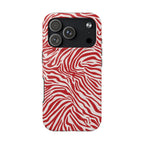 Zebra Print Red + White - Dual Layer Phone Case