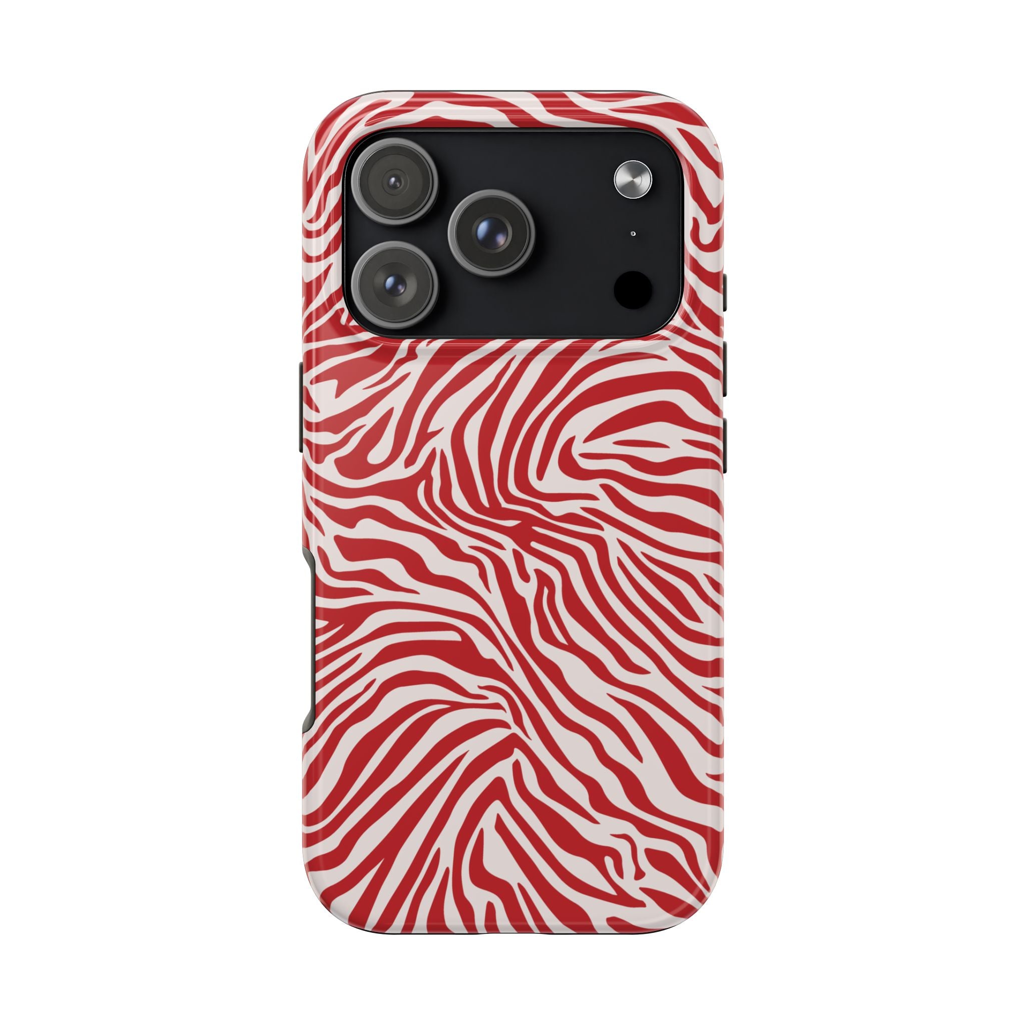Zebra Print Red + White - Dual Layer Phone Case