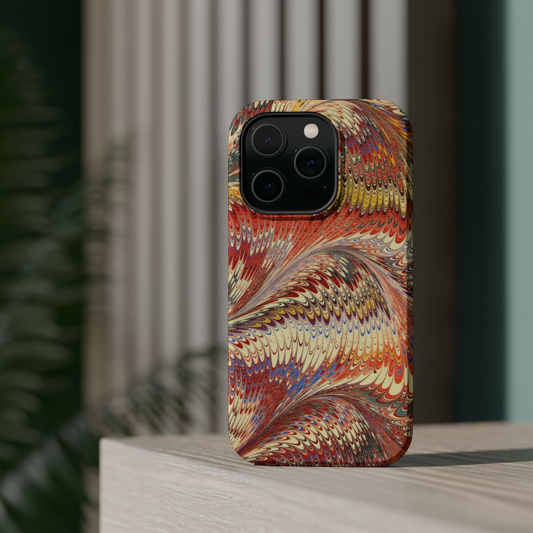 Rust + Gold Italian Marbled Design Magnetic MAG SAFE - Dual Layer Case - Glossy or Matte