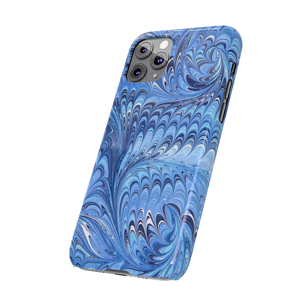Blue Italian Marbled Design, Green and Blue Pallet, Slim Phone Case