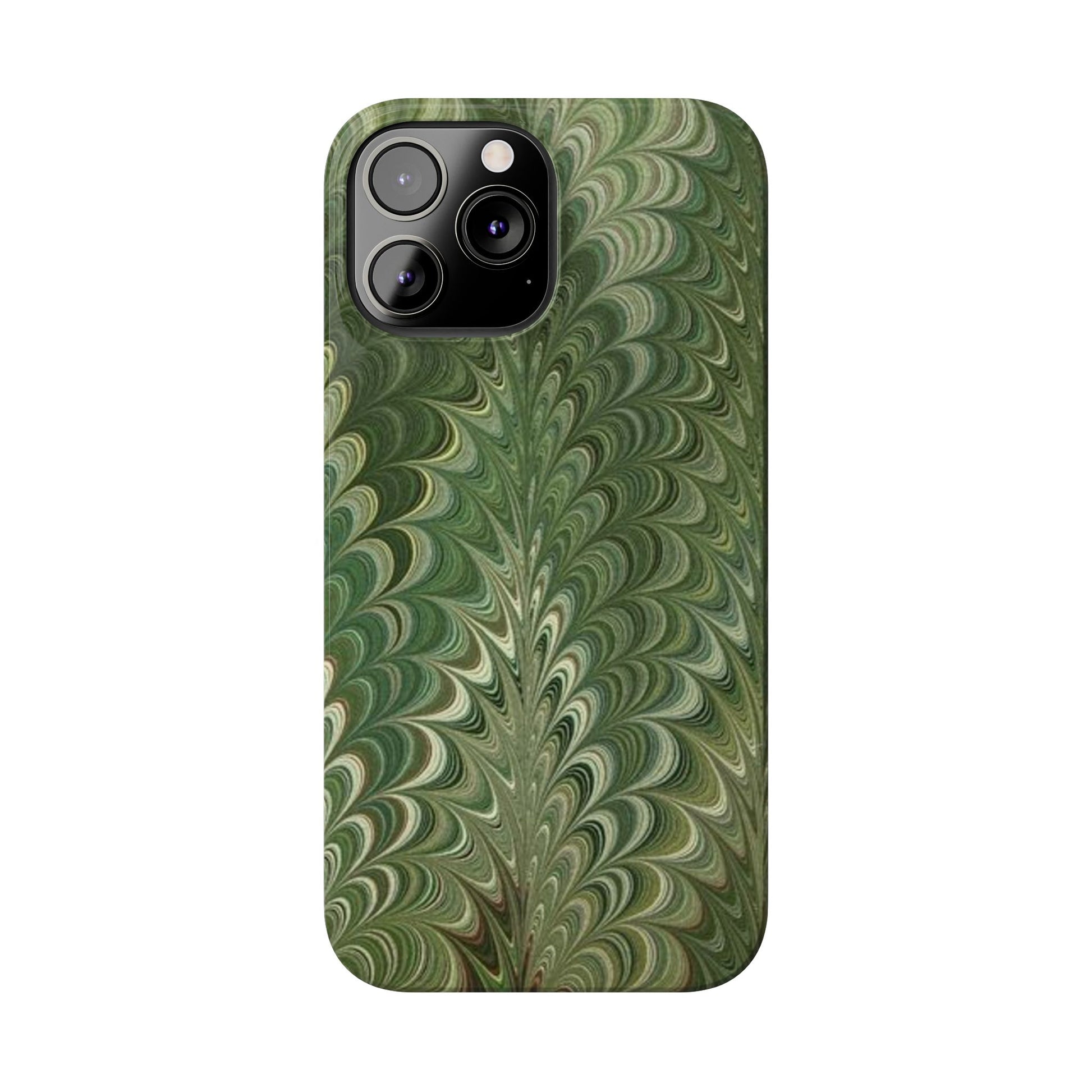 Deep Green Hues of Italian Hand-Painted, Vintage Marbled Paper from Italy Designed Phone Case, iPhone16 Case and all iPhone Cases