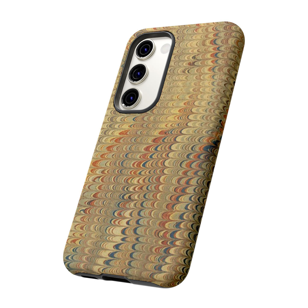Beige and Blue Marbled Durable Phone Case - Dual Layer - Matte or Glossy
