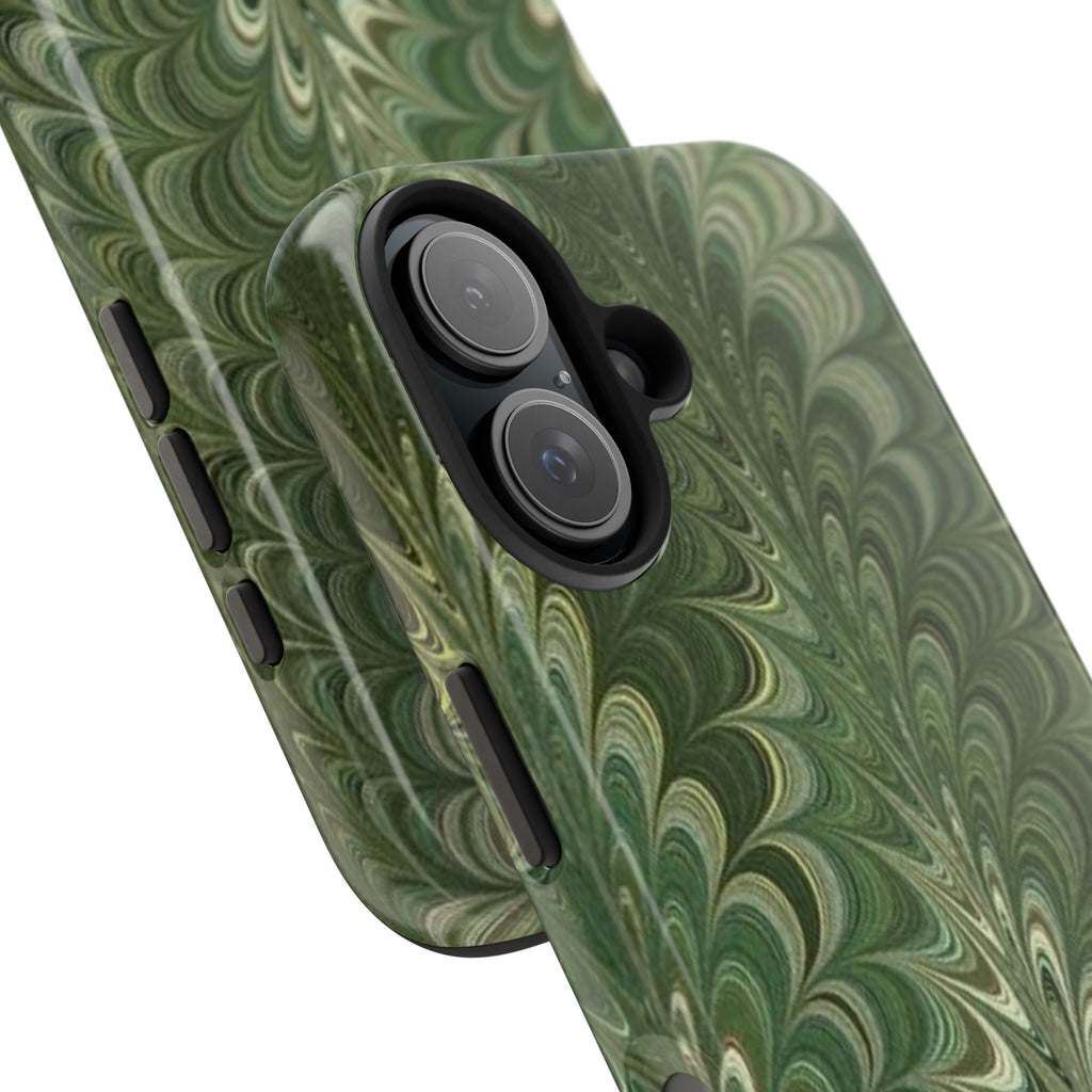 Deep Green Marble Italian Tough Phone Case — Durable Marbled Phone Case