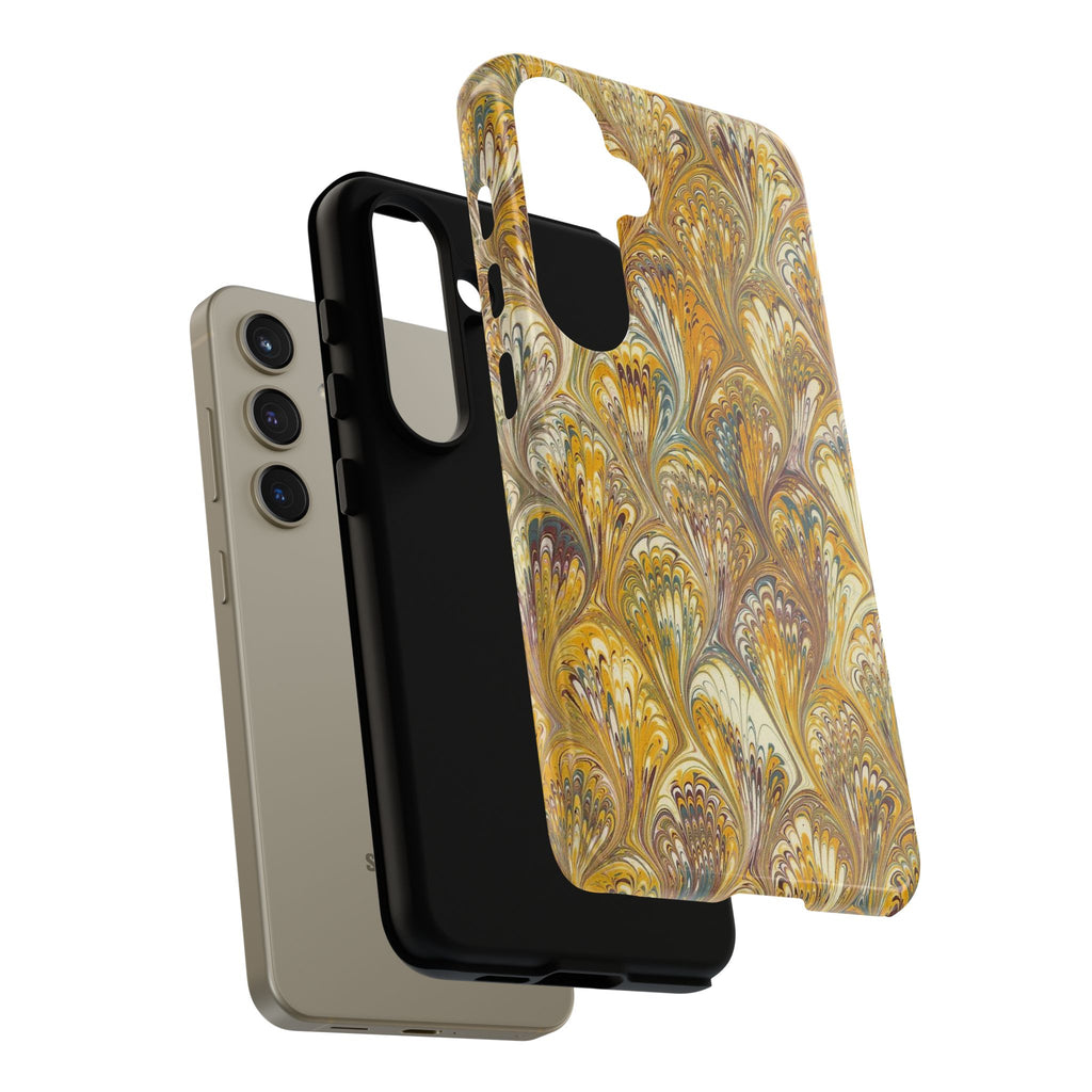 Golden Yellow Marbled Italian Phone Case - Dual Layer - Matte or Glossy