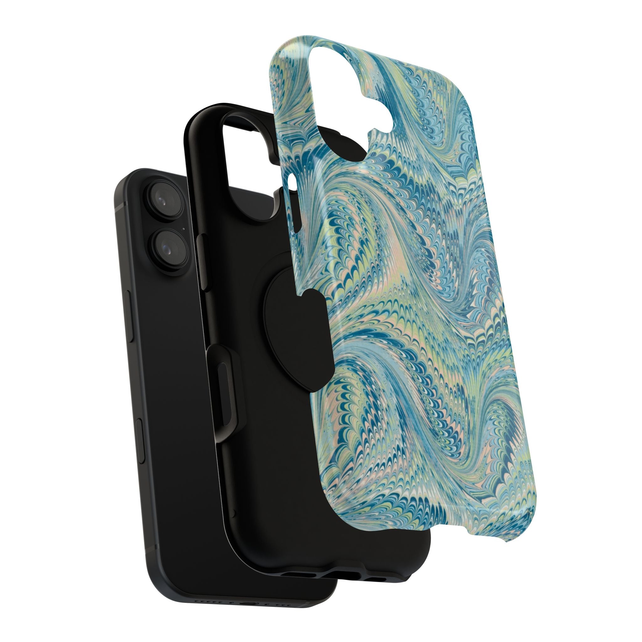 Aqua and Green Marble Phone Case - Impact-Resistant Durable Case for Apple & Samsung - Dual Cover Design