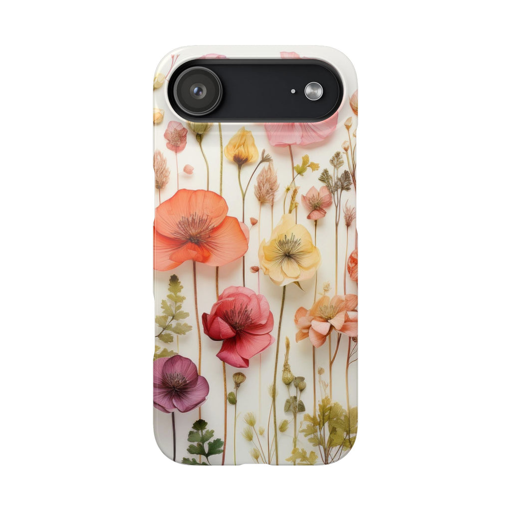 Pink Floral Pressed Flowers - Slim Case