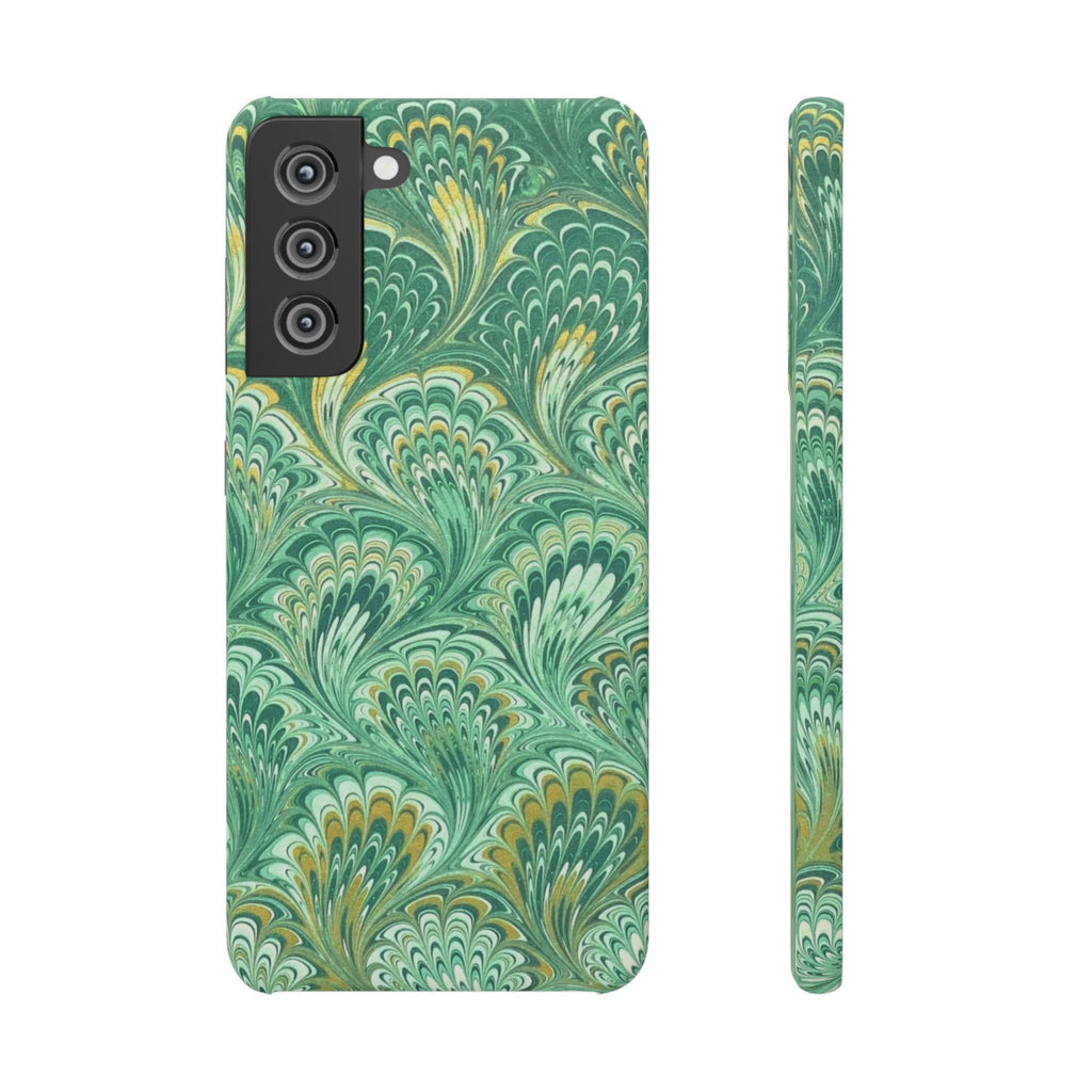 Marbled Feather Green Swirl - Single Layer Slim Phone Case