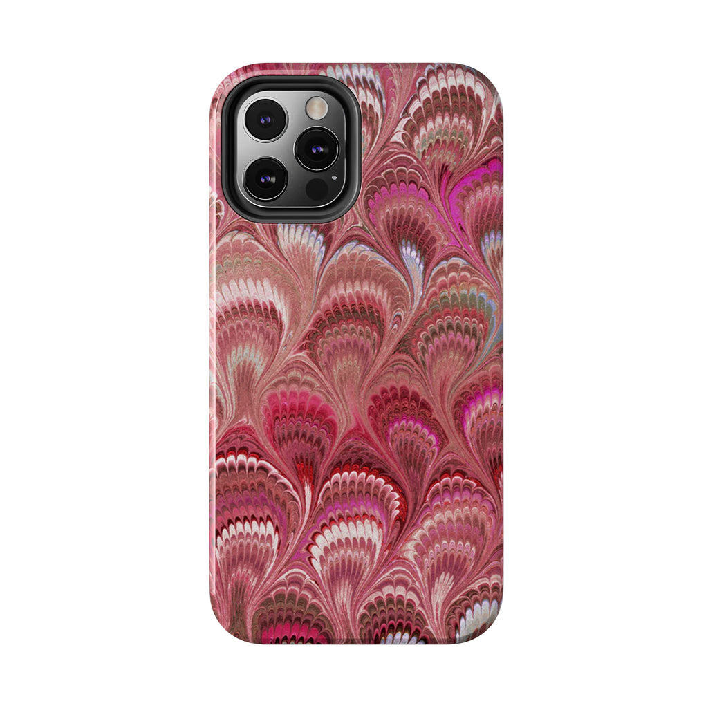 Pink Peacock Marble Italian Tough Phone Case — Durable Marbled Phone Case