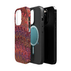 Mag Safe Marble iPhone Case - Red, Burgundy, Lavender & Gold Impact-Resistant
