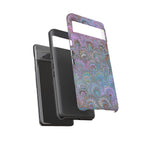 Lavender Marbled Peacock Durable Phone Case - Matte or Glossy