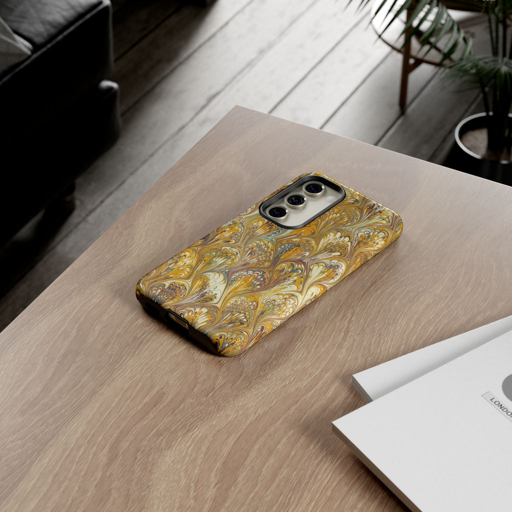 Golden Yellow Marbled Italian Phone Case - Dual Layer - Matte or Glossy