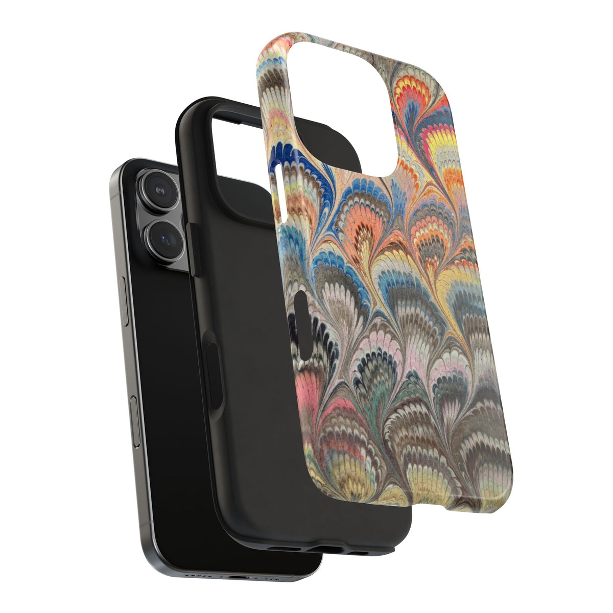 Multi-Color Pastels Vintage Marbled Feather Tough Phone Case - Dual Layer