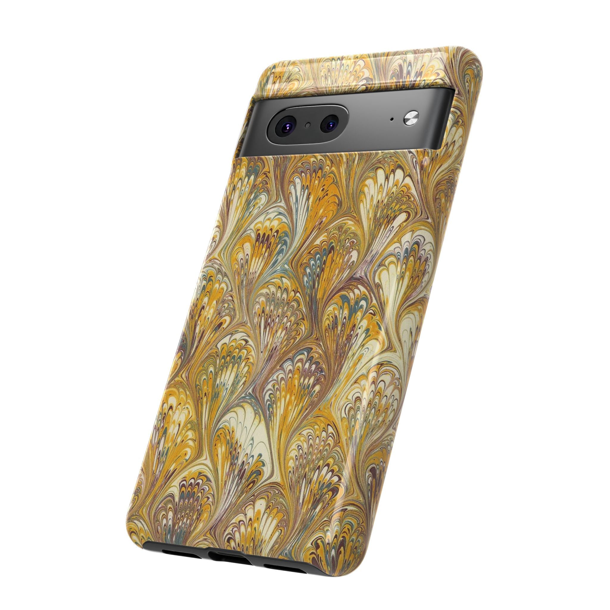 Golden Yellow Marbled Italian Phone Case - Dual Layer - Matte or Glossy