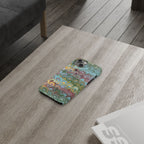 Phone Case with Design from Italy - Marbled "Peacock" Design, Green, Blue, Multi-Color Slim Phone Cases