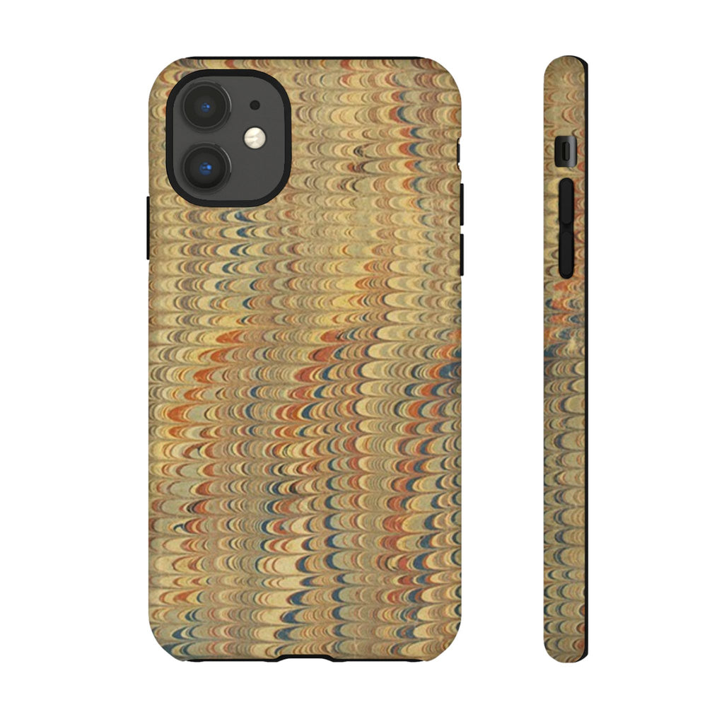Beige and Blue Marbled Durable Phone Case - Dual Layer - Matte or Glossy