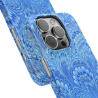 Marbled Feather Blue Swirl - Single Layer Slim Phone Case