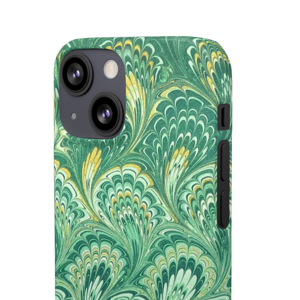 Marbled Feather Green Swirl - Single Layer Slim Phone Case