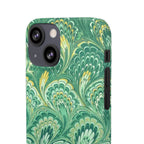 Marbled Feather Green Swirl - Single Layer Slim Phone Case